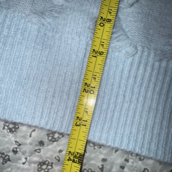 Peach Love California Fringed Light Blue distressed Sweater.  Size Large VGUC. - Picture 10 of 11